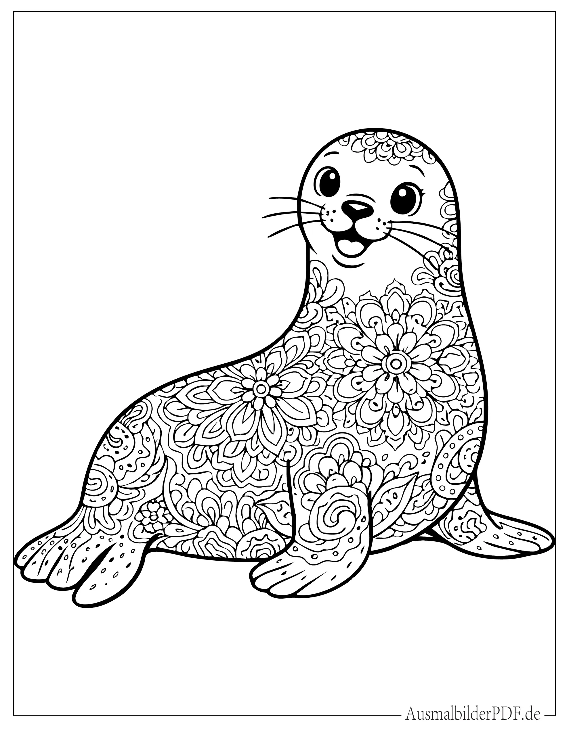 Seelöwe Mandala Ausmalbild für Erwachsene