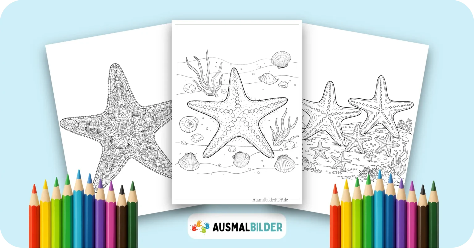 Seestern Ausmalbilder kostenlose Malvorlagen zum Ausdrucken für Kinder und Erwachsene