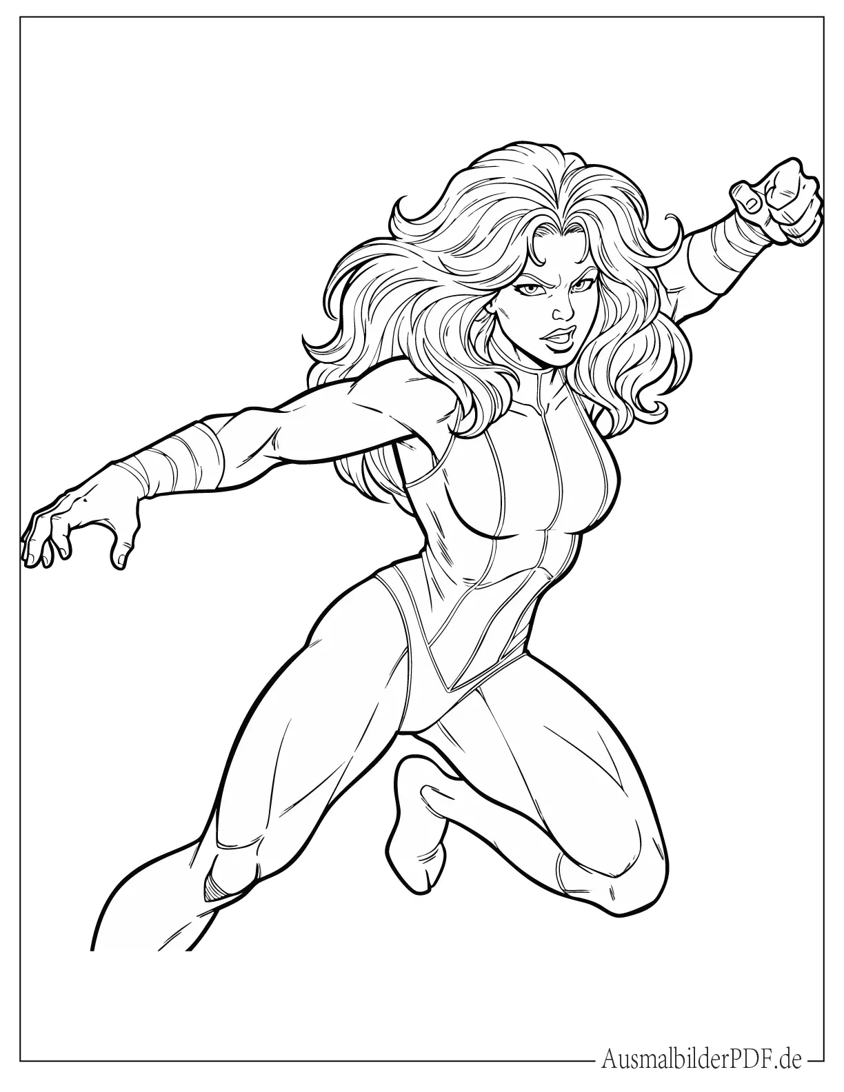 She Hulk in Aktion Malvorlage