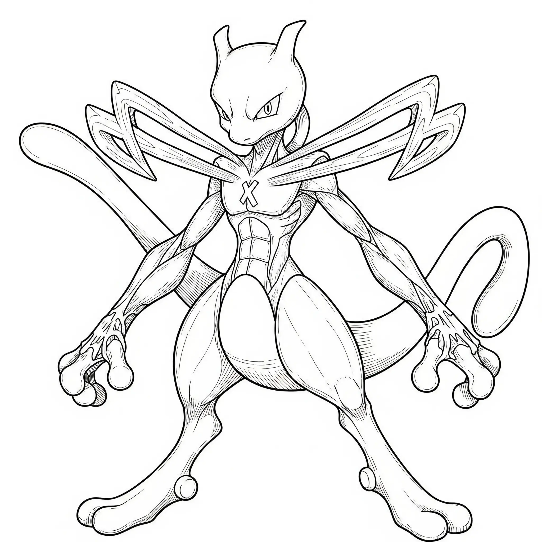 16 Mewtu Ausmalbilder (Gratis Pokémon Malvorlage zum drucken) Das Shiny Mega Mewtu Ausmalbild bietet viele feine Details zum Ausmalen. Eine tolle Vorlage für Kinder, die gerne präzise und kreativ arbeiten.