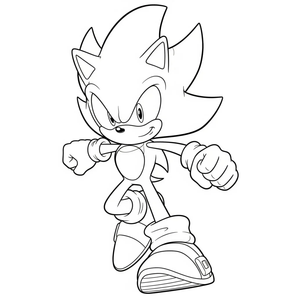 26 Sonic Ausmalbilder (Kostenlos Malvorlage zum Ausdrucken) Dieses Sonic Ausmalbilder zeigt den schnellen blauen Igel in dynamischer Pose, bereit zum Rennen. Kinder können seine Schuhe, Stacheln und Umgebung bunt gestalten und dabei Spaß haben.