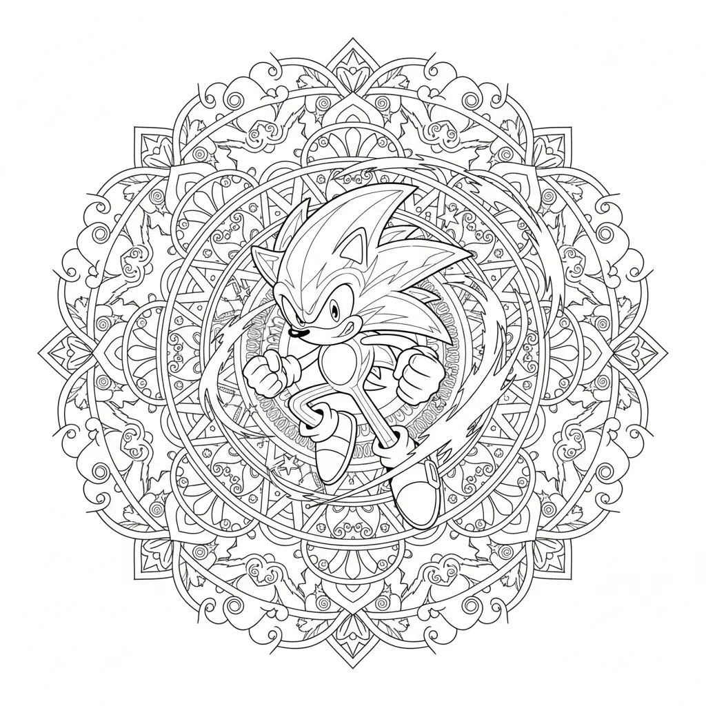 26 Sonic Ausmalbilder (Kostenlos Malvorlage zum Ausdrucken) Ein beruhigendes Sonic Mandala Ausmalbild zum Ausdrucken und Ausmalen. Ideal für kreative Pausen und Entspannung.