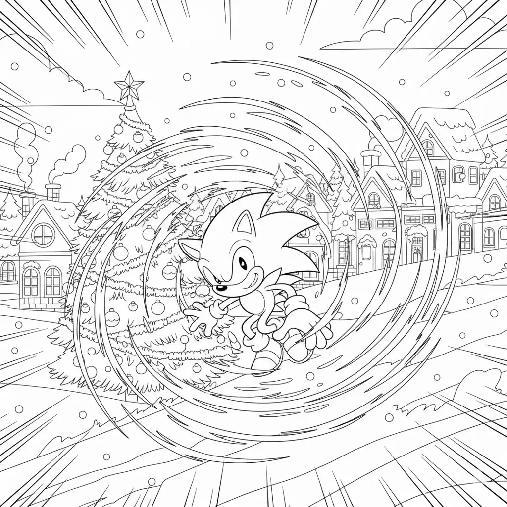 26 Sonic Ausmalbilder (Kostenlos Malvorlage zum Ausdrucken) Dieses Ausmalbild zeigt Sonic in seiner berühmten Spin-Attacke, wie er sich mit voller Geschwindigkeit zu einem blauen Wirbel zusammenrollt. Perfekt für alle Sonic-Fans.