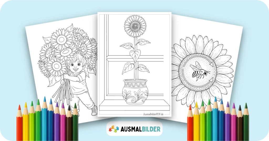 Sonnenblume Ausmalbilder kostenlose Malvorlagen zum Ausdrucken für Kinder und Erwachsene