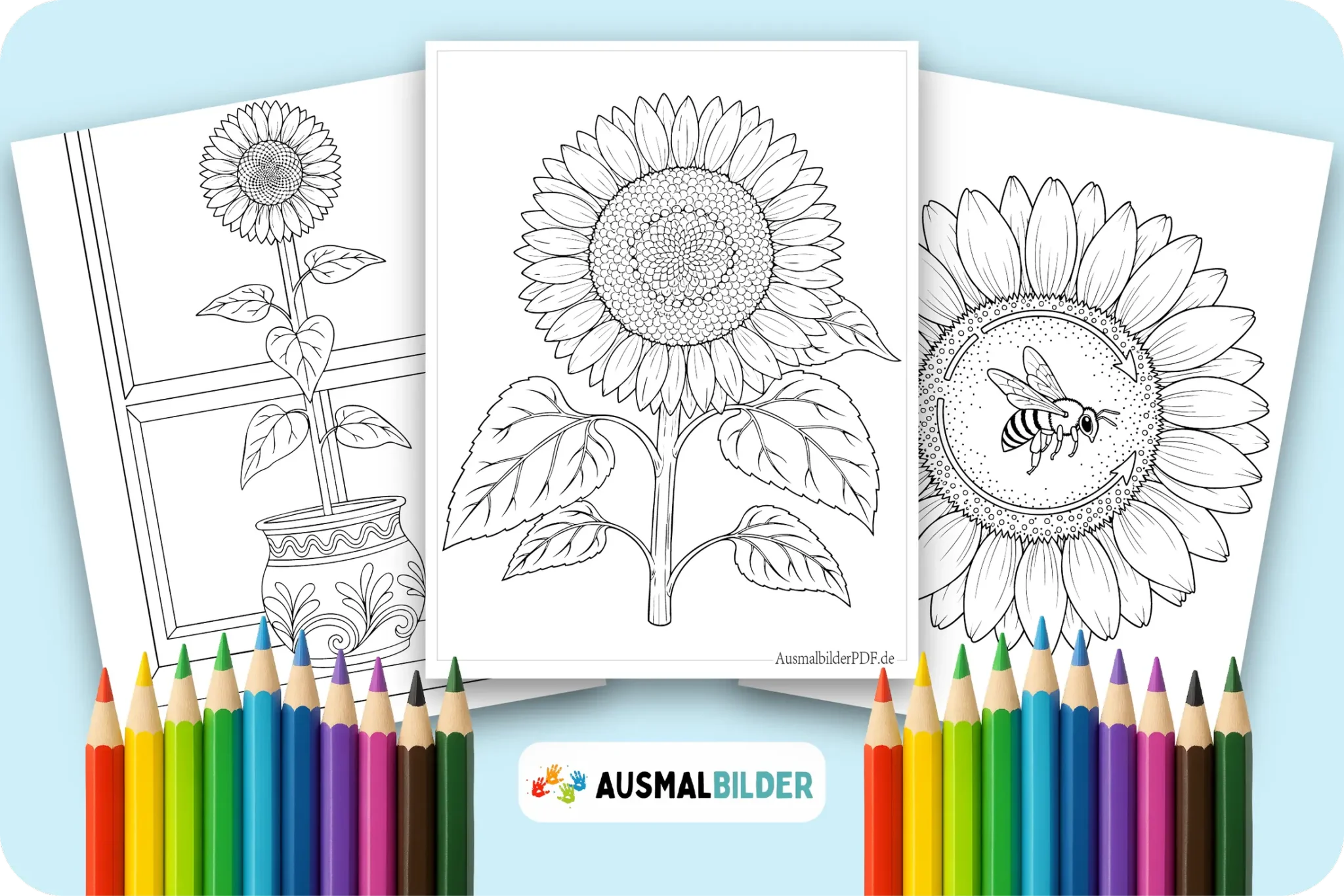 Strahlende Sonnenblume Ausmalbilder für sonnige Maltage mit Kindern