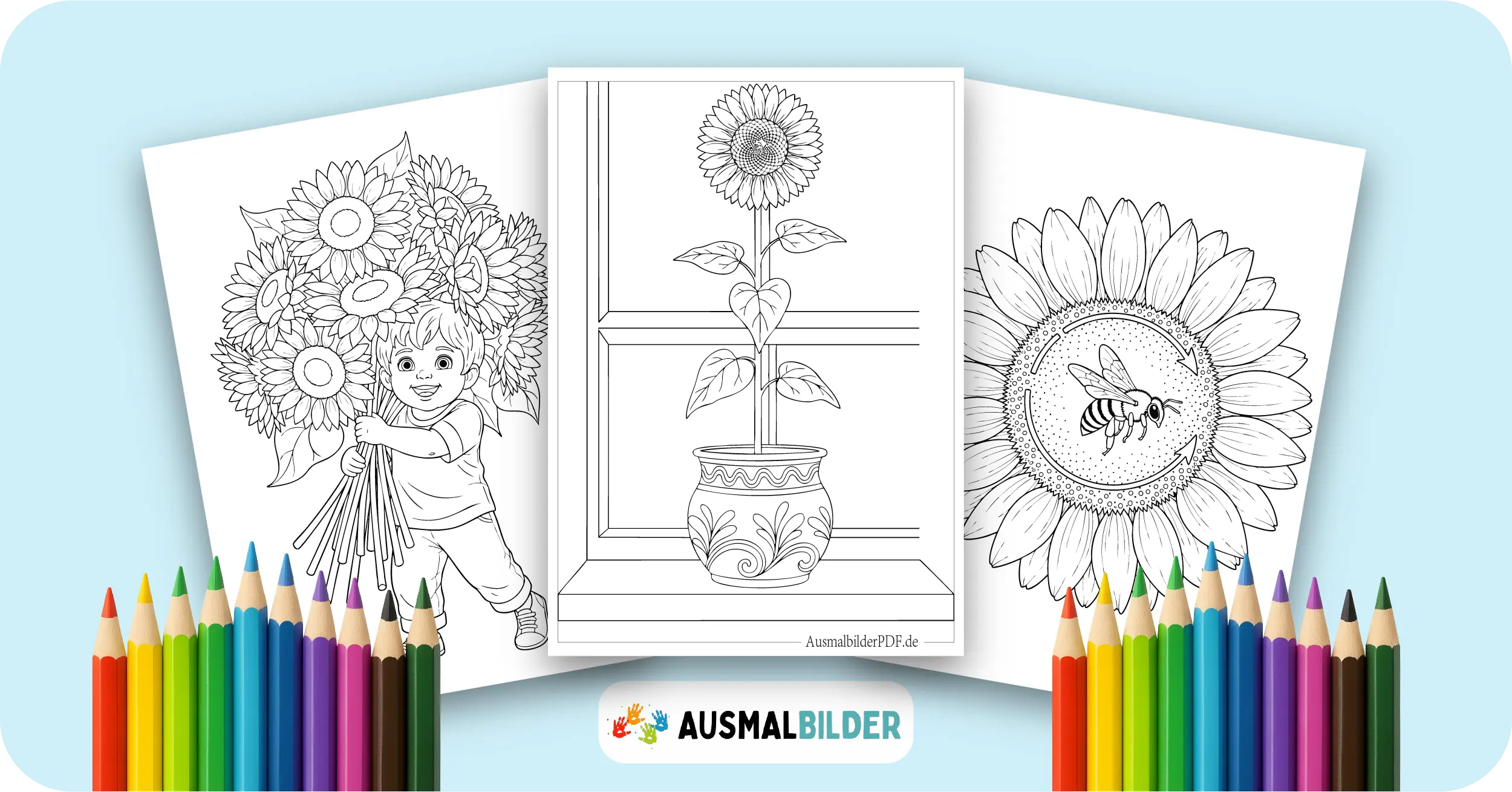 Sonnenblume Ausmalbilder kostenlose Malvorlagen zum Ausdrucken für Kinder und Erwachsene