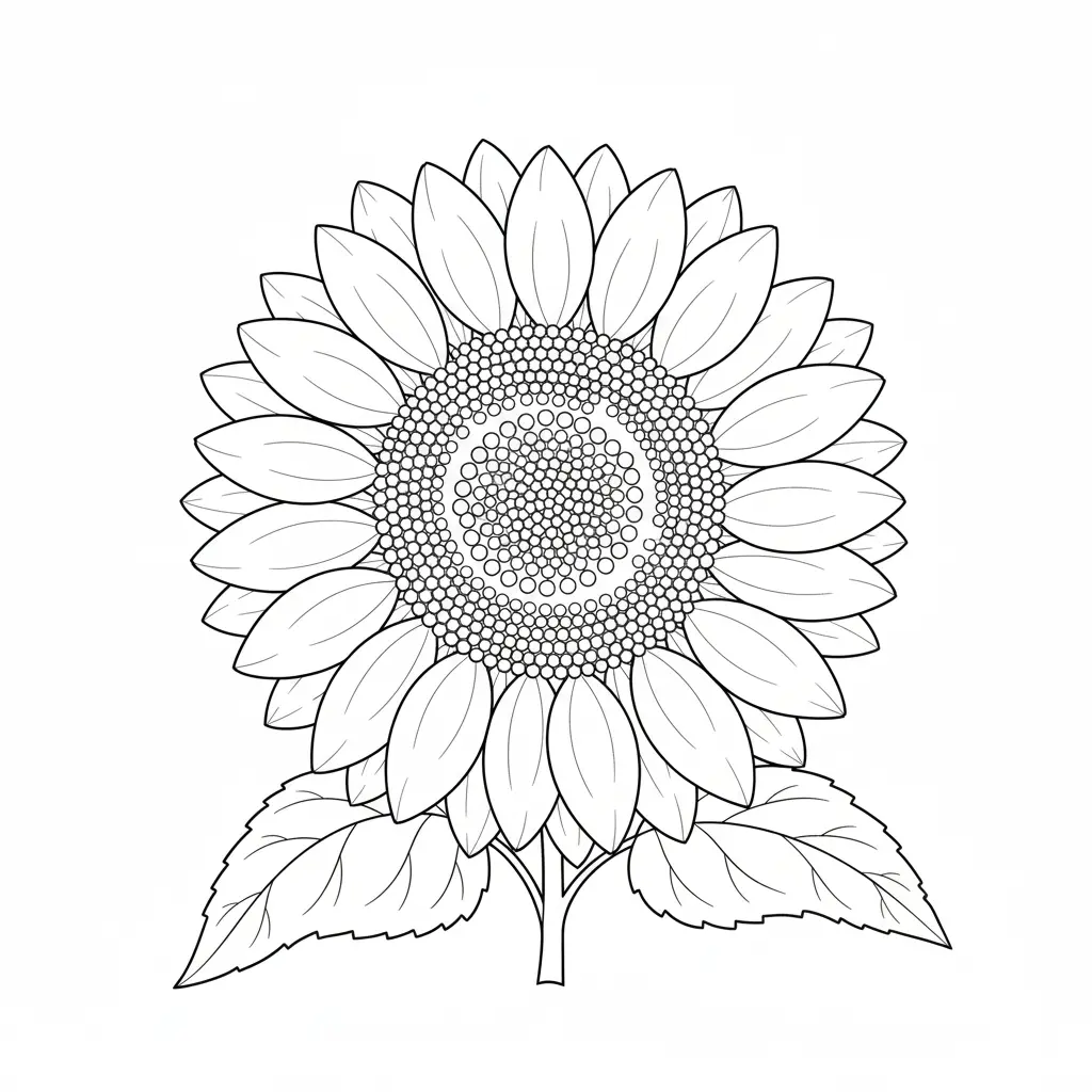 30+ Blumen Ausmalbilder (Gratis Malvorlage zum Ausdrucken) Ausmalbild mit dem Umriss einer Sonnenblume als PDF Vorlage zum Ausdrucken, ideal für Kinder und Erwachsene