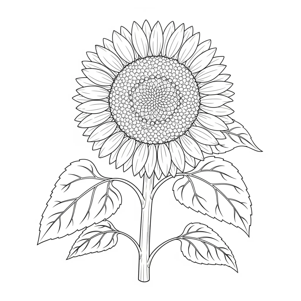 Mehrere Sonnenblumen Ausmalbild zum Ausdrucken, geeignet für Kinder und Erwachsene, ideal für kreative Stunden mit verschiedenen Motiven