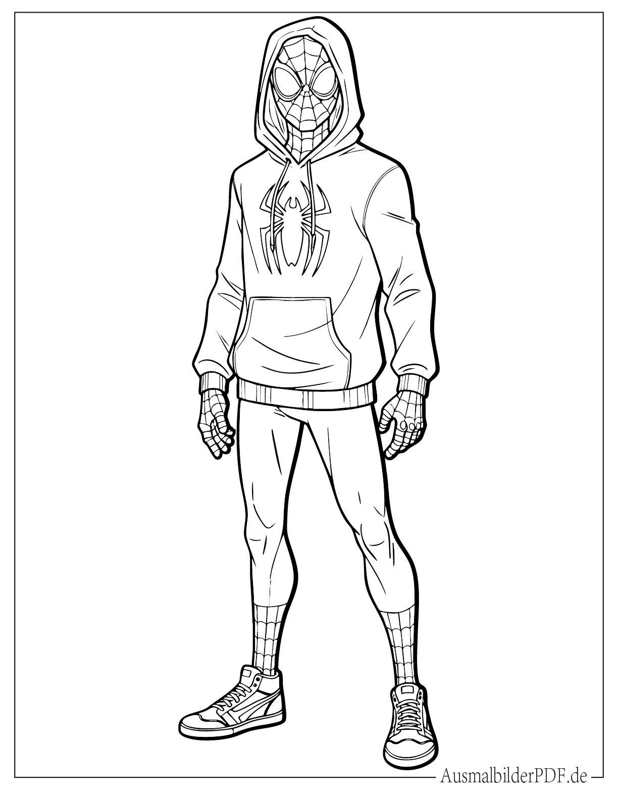 Einzigartiger Spider-Man trägt eine Hoodie Variante zum Ausmalen