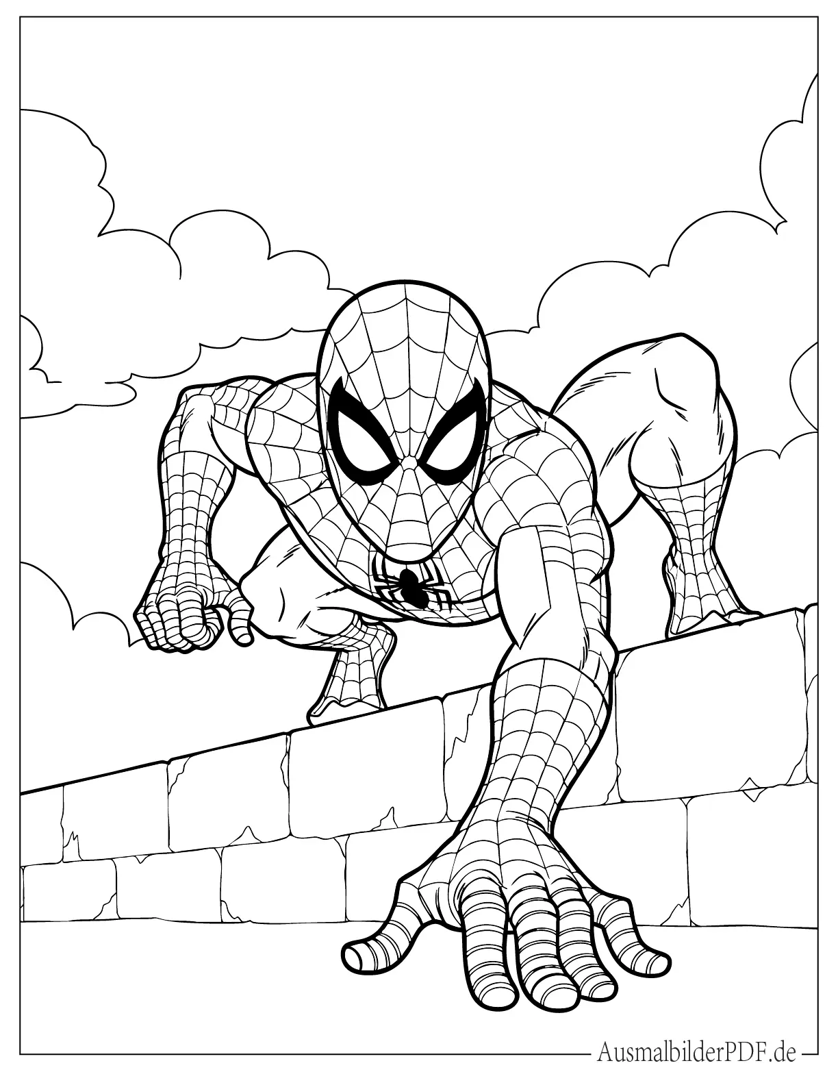 Superheld Spiderman kriecht Ausdruckbare Malvorlage