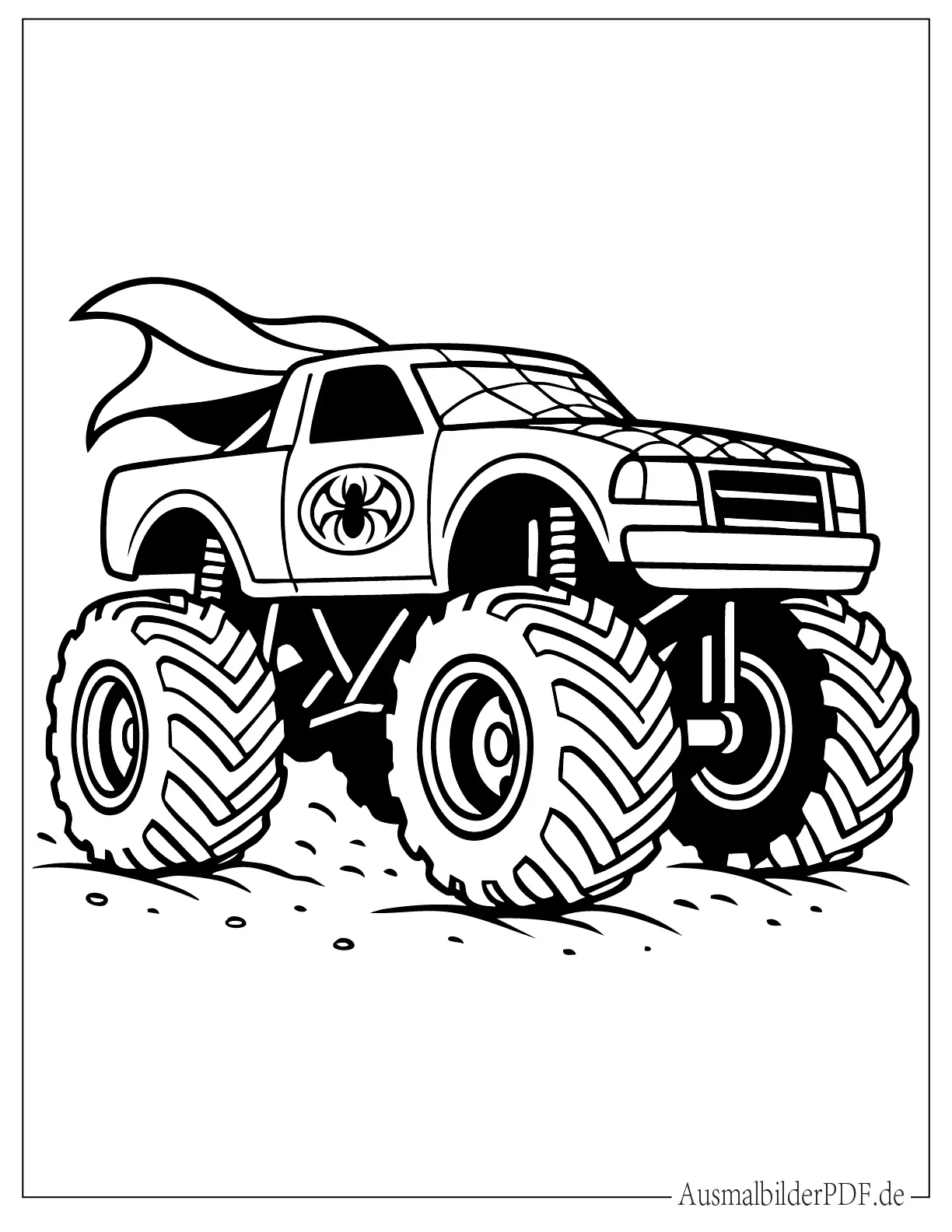 20 MonsterTruck Ausmalbilder (Gratis Vorlagen zum drucken) Spiderman Monstertruck Malbild