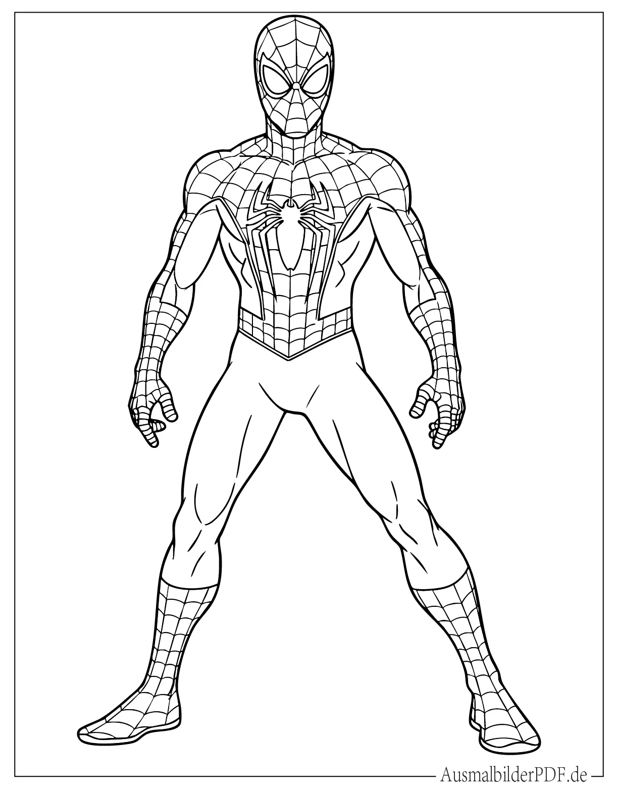 Einfacher Spider-Man stehende Pose Malvorlage für Kinder