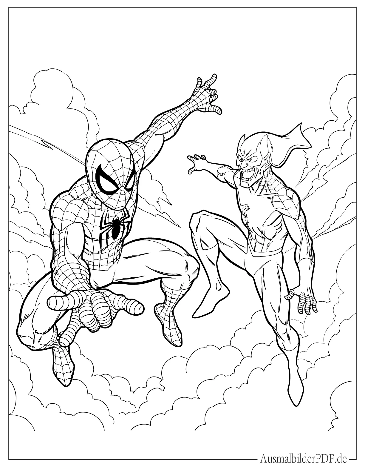 Spider-Man kämpft gegen den Grünen Kobold Ausmalbild