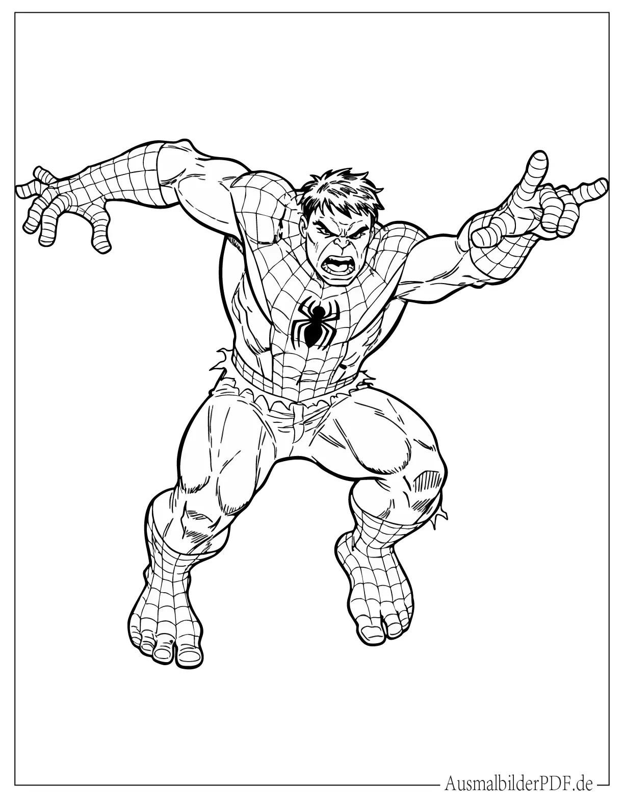 Spidey Hulk wirft Netz Ausmalbild