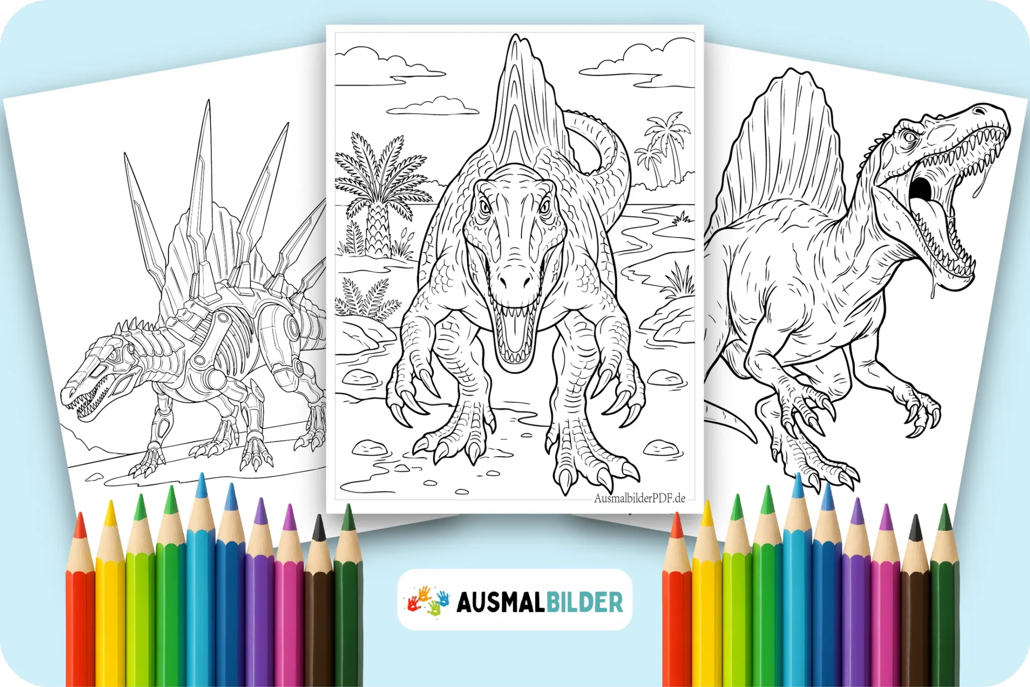 Dinosaurier Spinosaurus Ausmalbilder kostenlose zum Ausdrucken für Kinder und Erwachsene