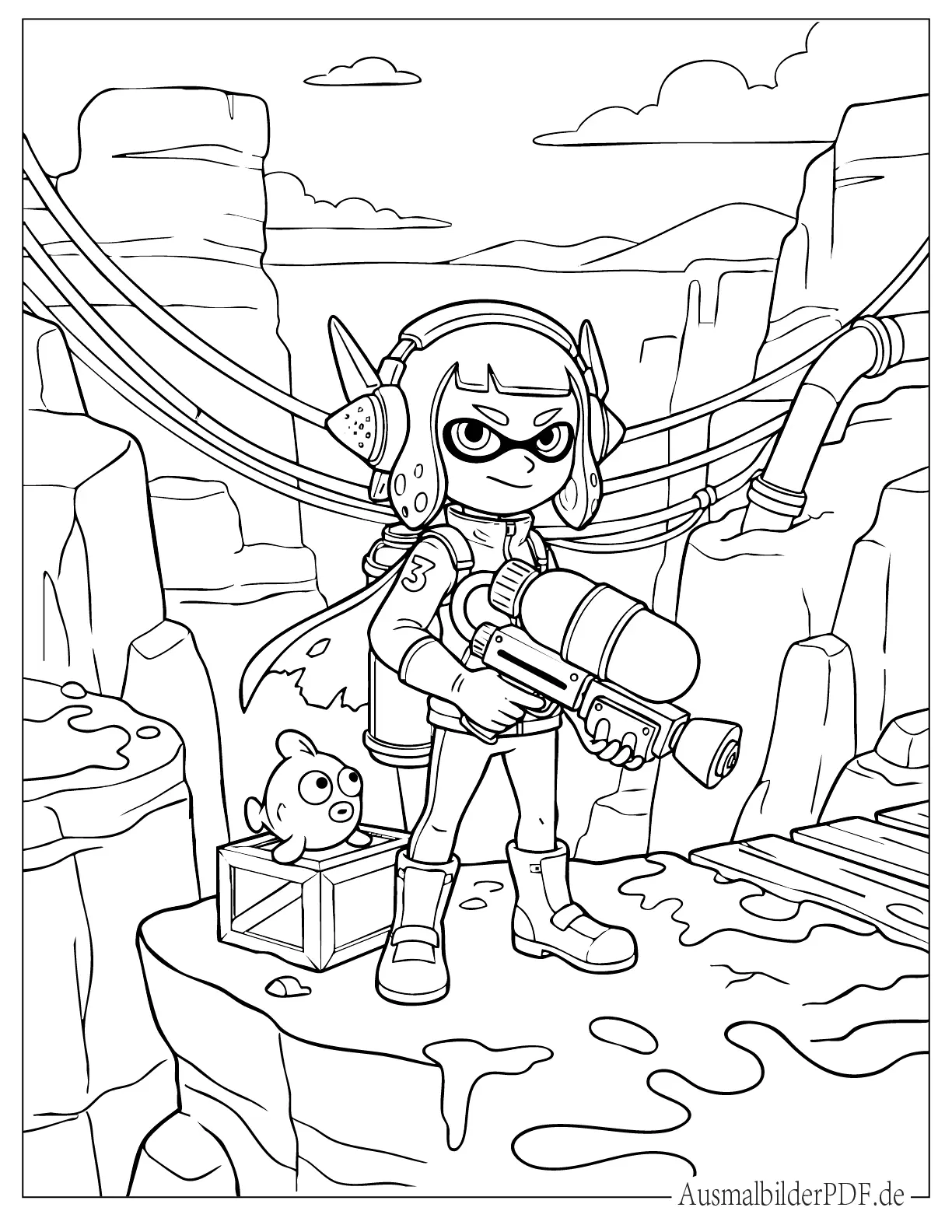 Splatoon Agent 3 zum Ausmalen für Kinder