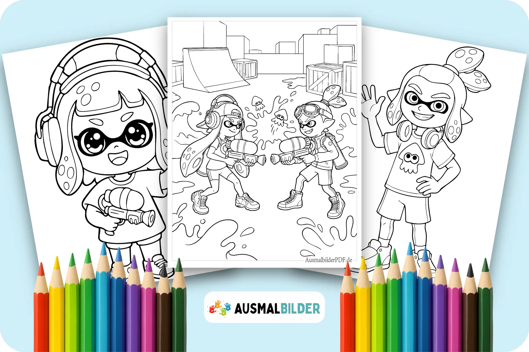 Splatoon Ausmalbilder zum kostenlosen Ausdrucken für kleine Tintenkämpfer
