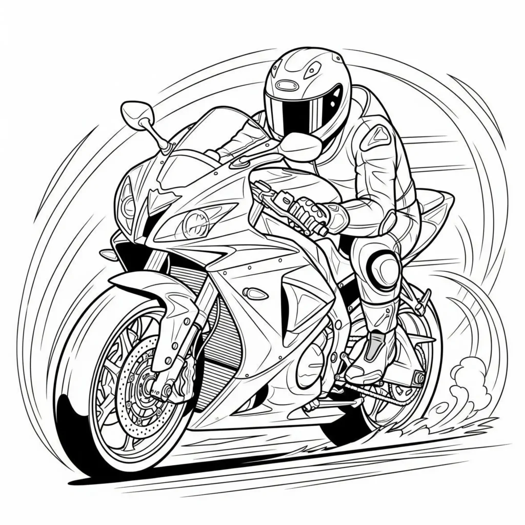 10+ Motorrad Ausmalbilder (Gratis Malvorlage zum Ausdrucken) Ausmalbild mit sportlichem Motorrad für Kinder als kostenlose und druckbare PDF-Vorlage zum Ausmalen