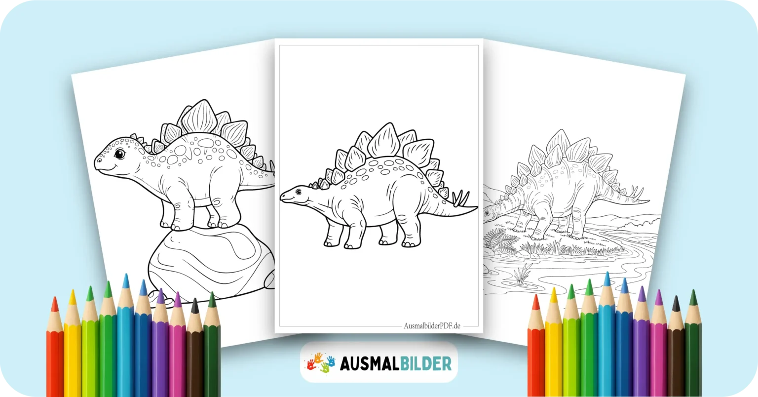 Stegosaurus Ausmalbilder kostenlose Dinosaurier Malvorlagen zum Ausdrucken für Kinder und Erwachsene