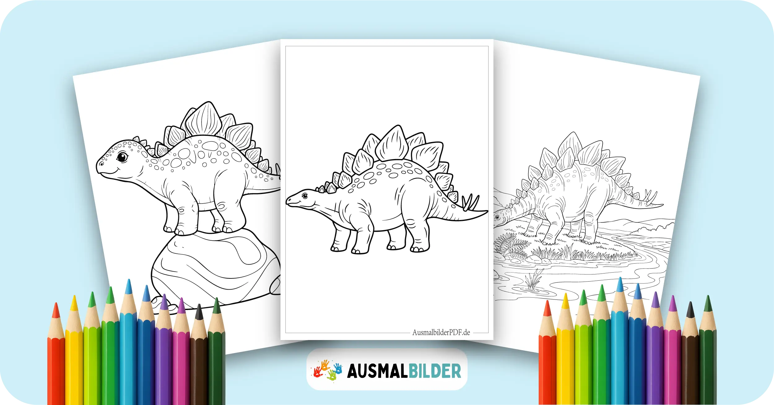 Stegosaurus Ausmalbilder kostenlose Dinosaurier Malvorlagen zum Ausdrucken für Kinder und Erwachsene