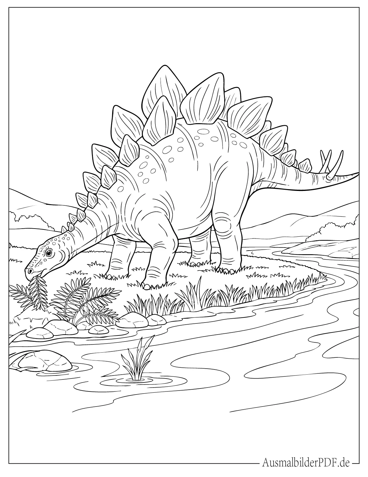 Stegosaurus frisst Gras Malvorlage