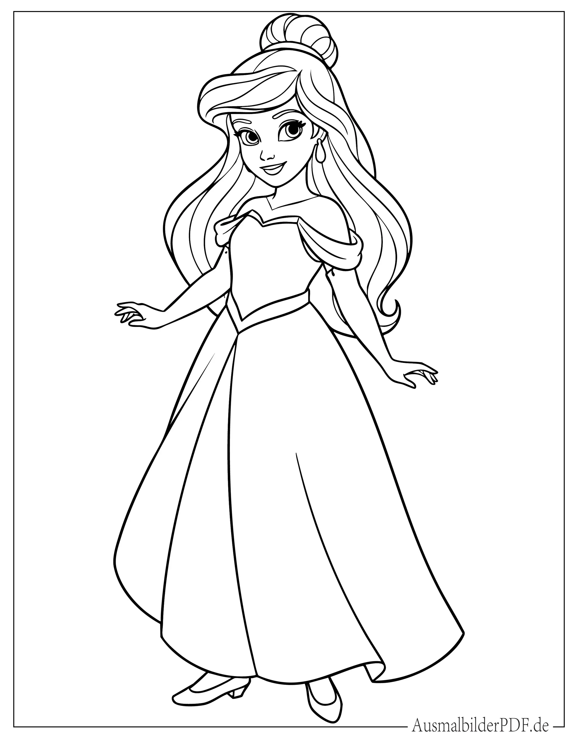 Süße kleine Disney Prinzessin zum Ausmalen für kleine Mädchen