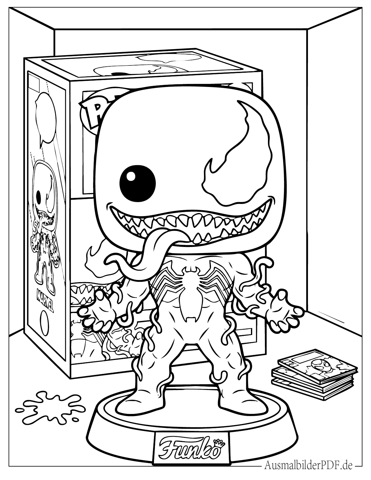 10+ Venom Ausmalbilder (Gratis Malvorlagen zum Ausdrucken) Süßer Funko Pop Venom Ausmalbild zum Ausdrucken