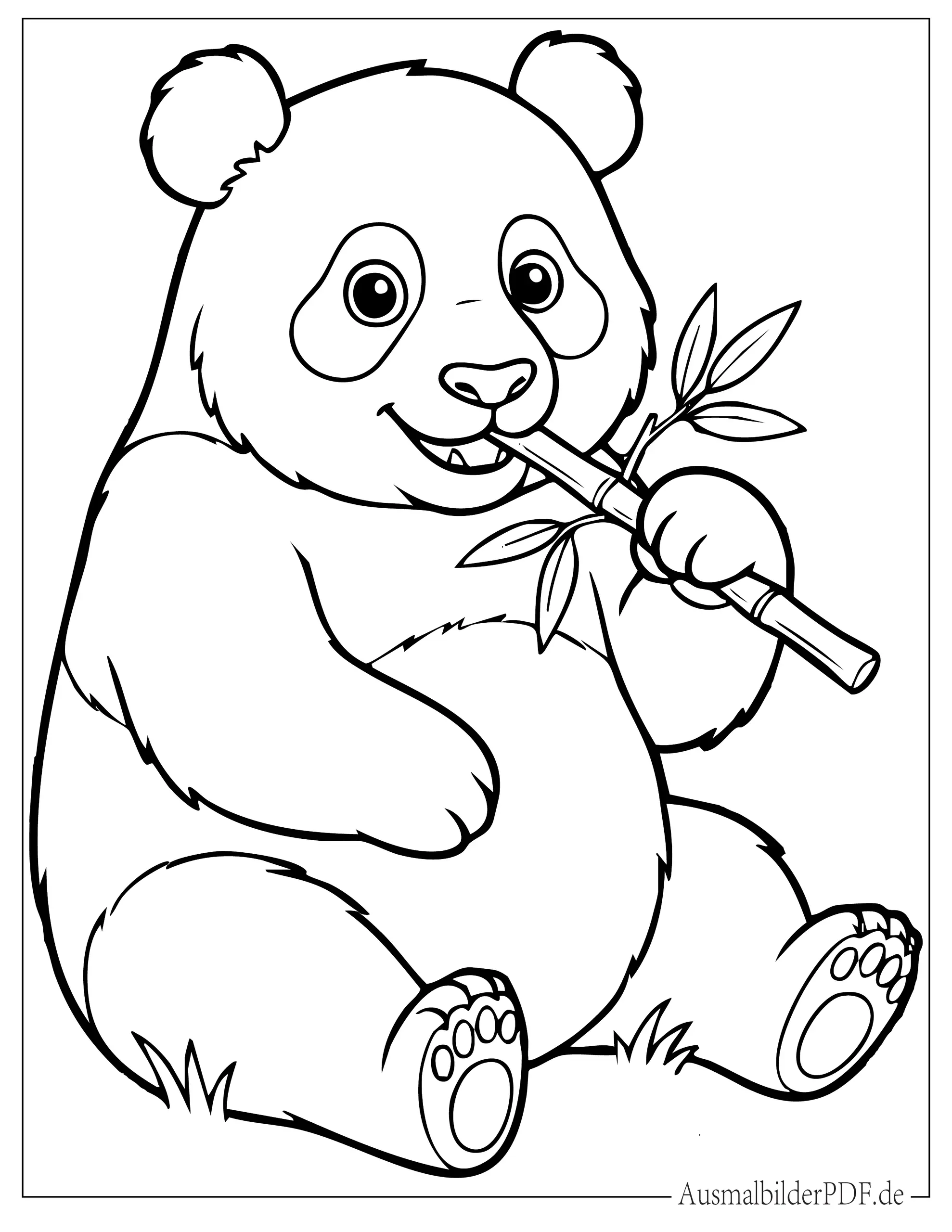 Großer süßer Panda isst Bambus Ausmalvorlage