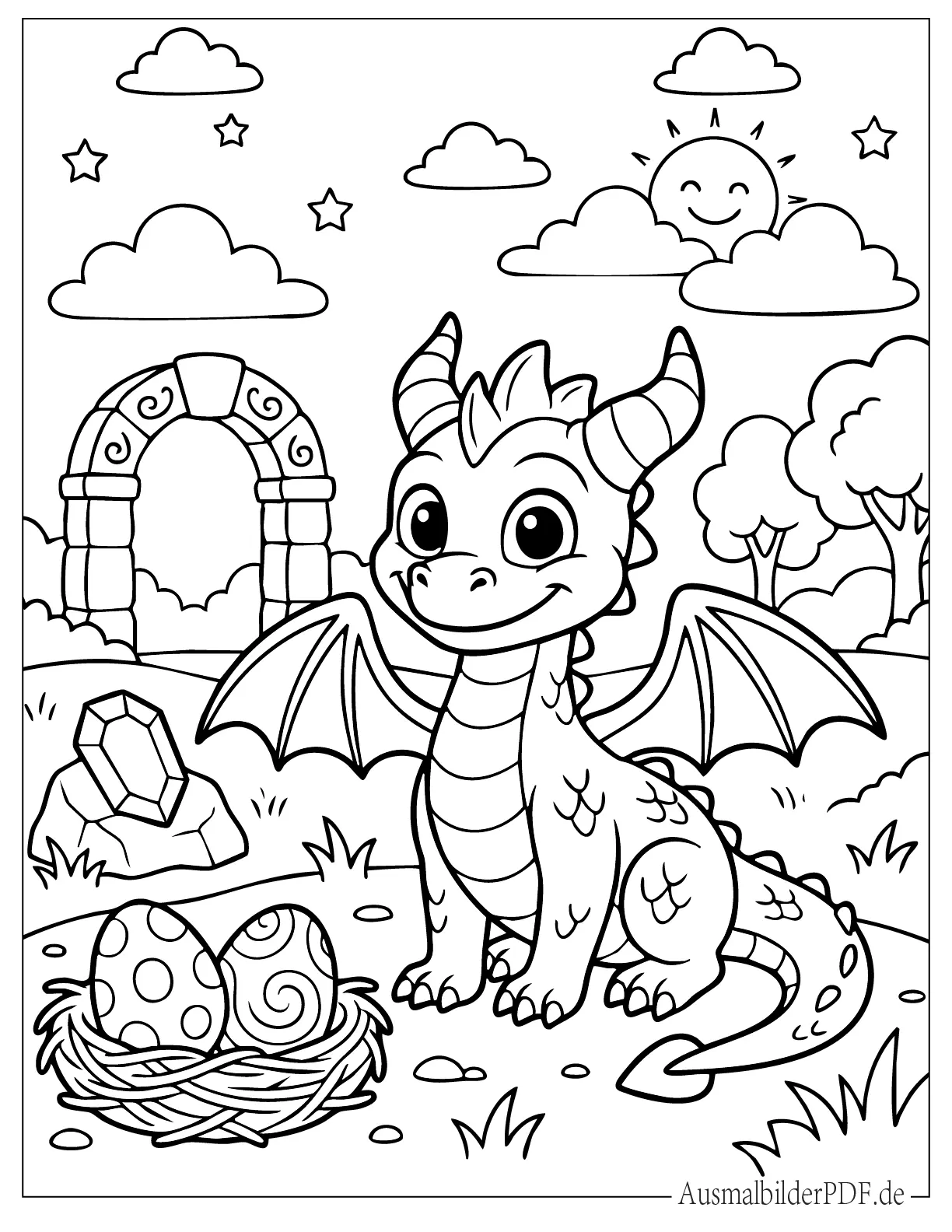 Süßer Spyro the Dragon Ausmalbild zum Ausdrucken