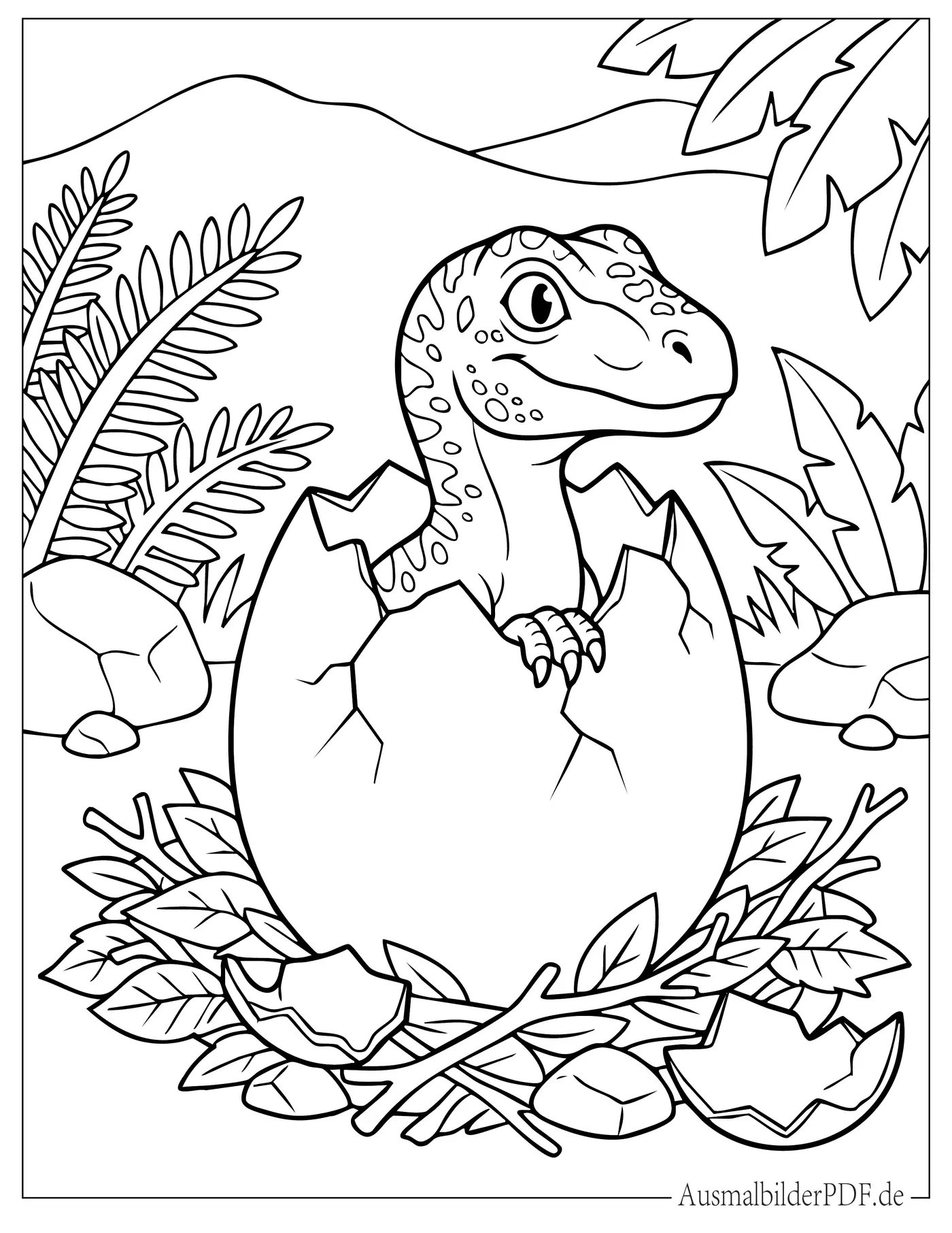 18 Velociraptor Ausmalbilder (Gratis Malvorlage zum Drucken) Süßer Velociraptor schlüpft aus dem Ei Ausmalbild