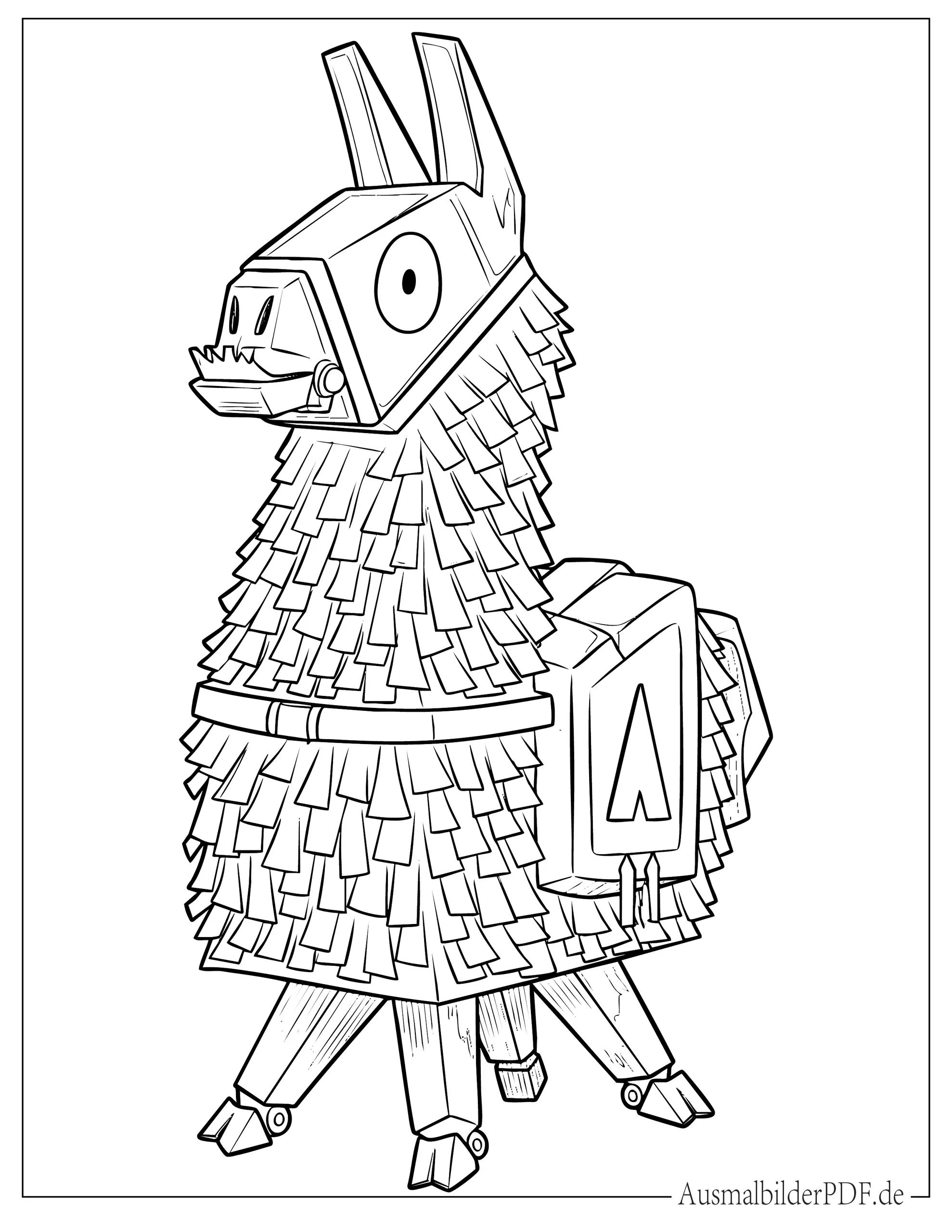 Süßes Fortnite Lama ausdruckbare Malvorlage
