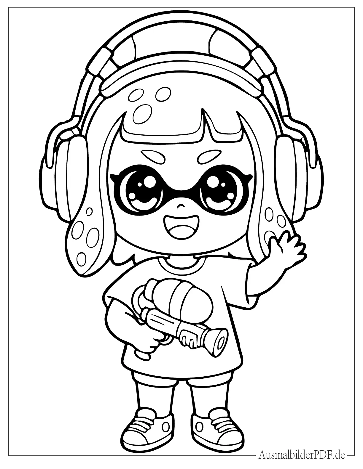 Süßes Kawaii kleines Splatoon Ausmalbild für Kinder