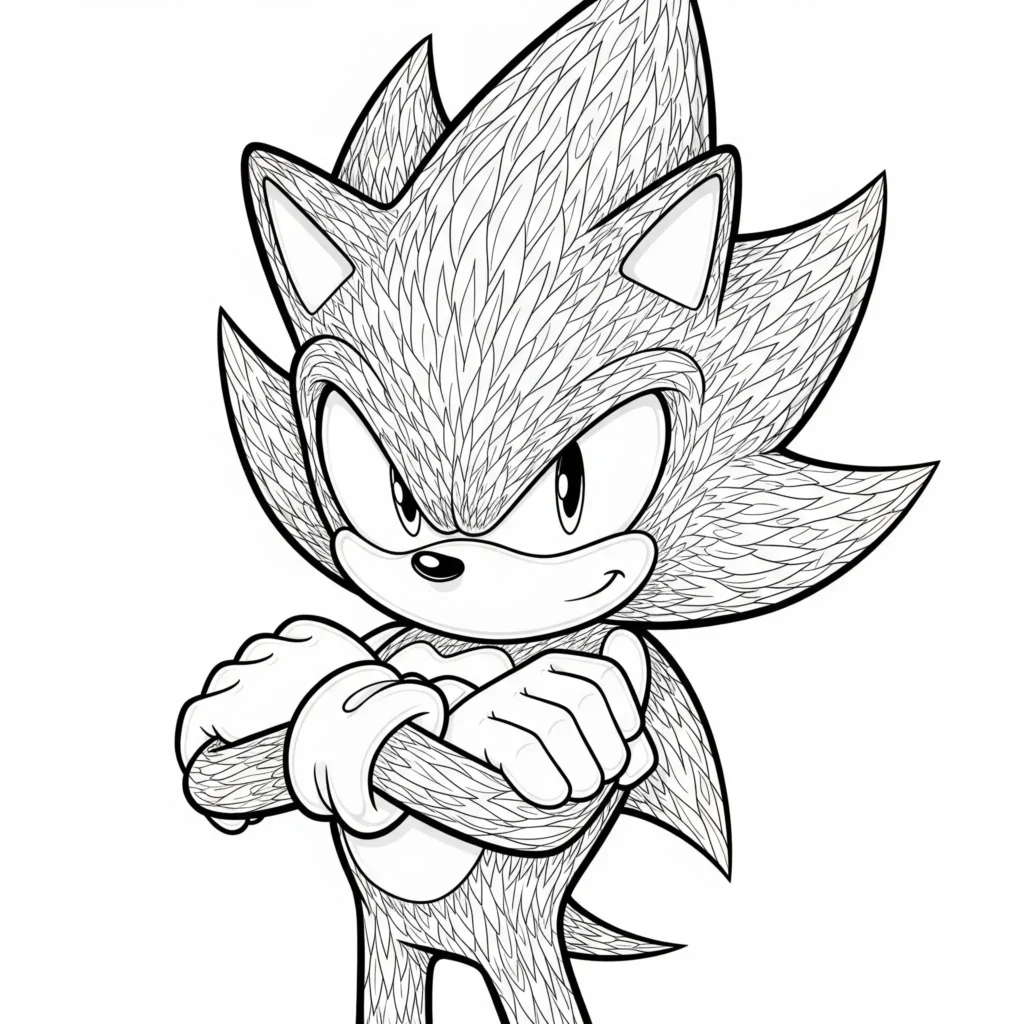 26 Sonic Ausmalbilder (Kostenlos Malvorlage zum Ausdrucken) Ein starkes Ausmalbild mit Super Sonic in cooler Pose. Ideal zum Ausdrucken und Ausmalen für alle Fans des schnellen Helden.