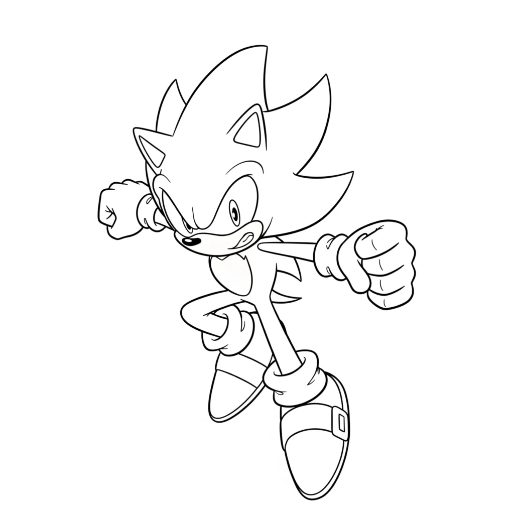 Super Sonic Ausmalbilder als PDF zum Ausdrucken und Ausmalen geeignet für Kinder