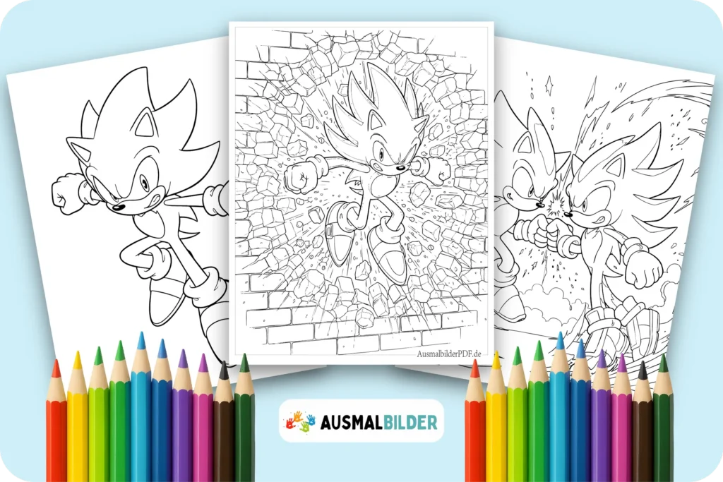Super Sonic Ausmalbilder zum Ausmalen für Kinder