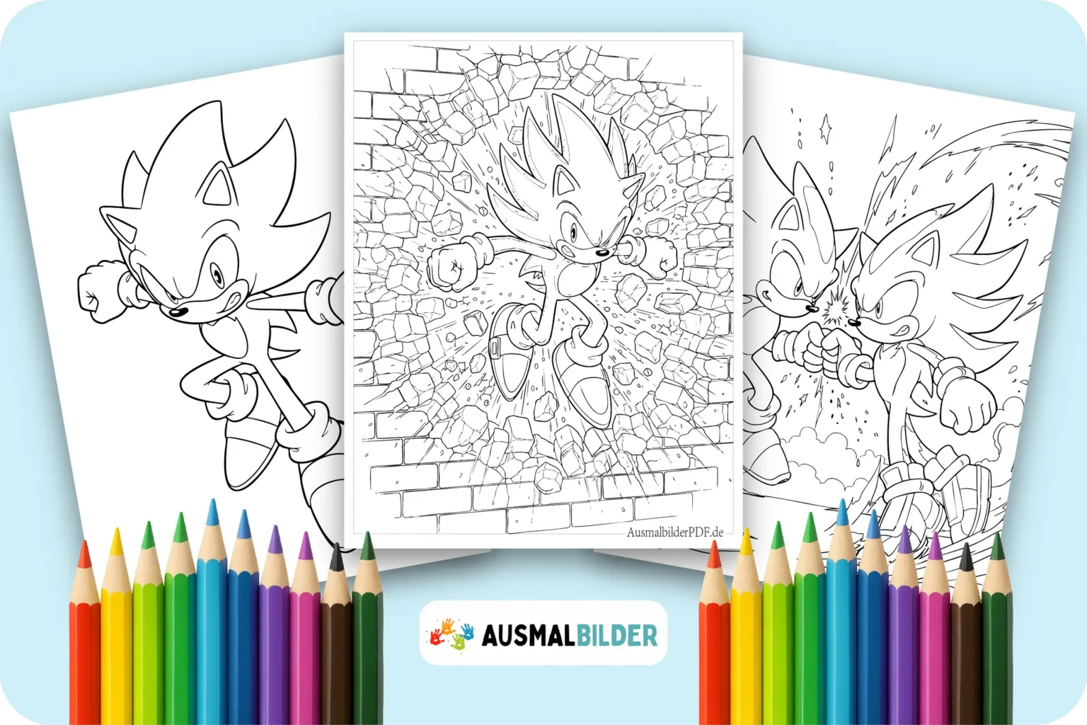 Super Sonic Ausmalbilder zum Ausmalen für Kinder