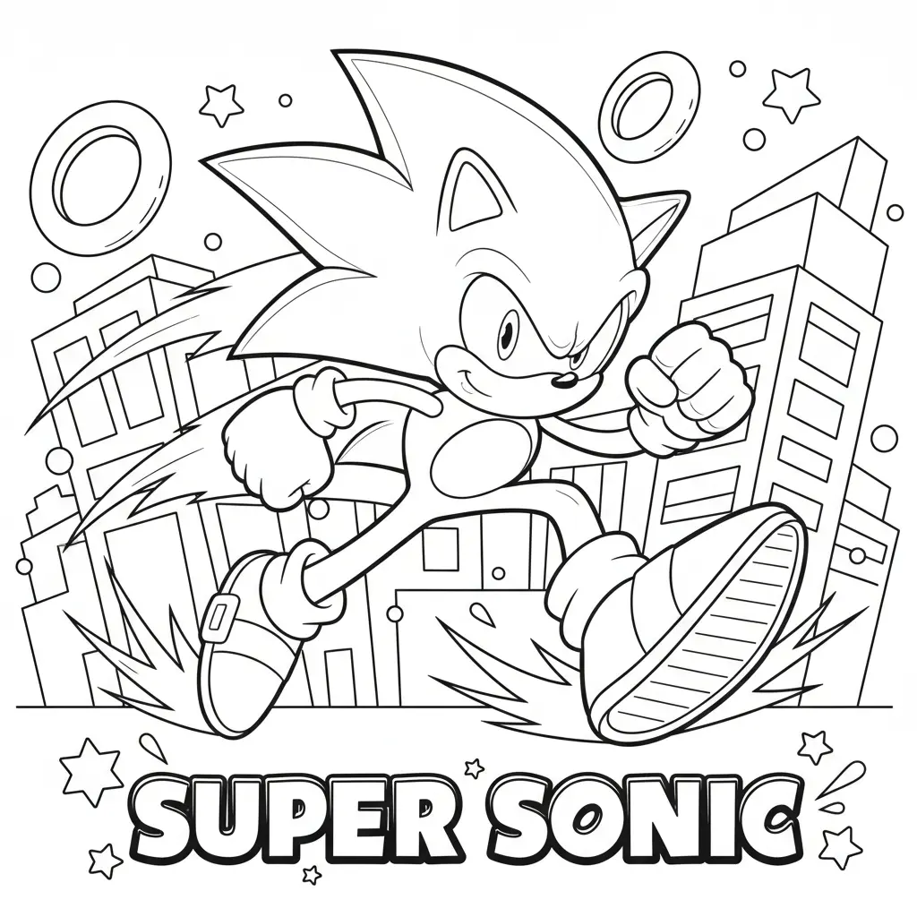 26 Sonic Ausmalbilder (Kostenlos Malvorlage zum Ausdrucken) Ein starkes Super Sonic Poster zum Ausdrucken und Ausmalen. Ideal für Kinderzimmer und Sonic-Fans.