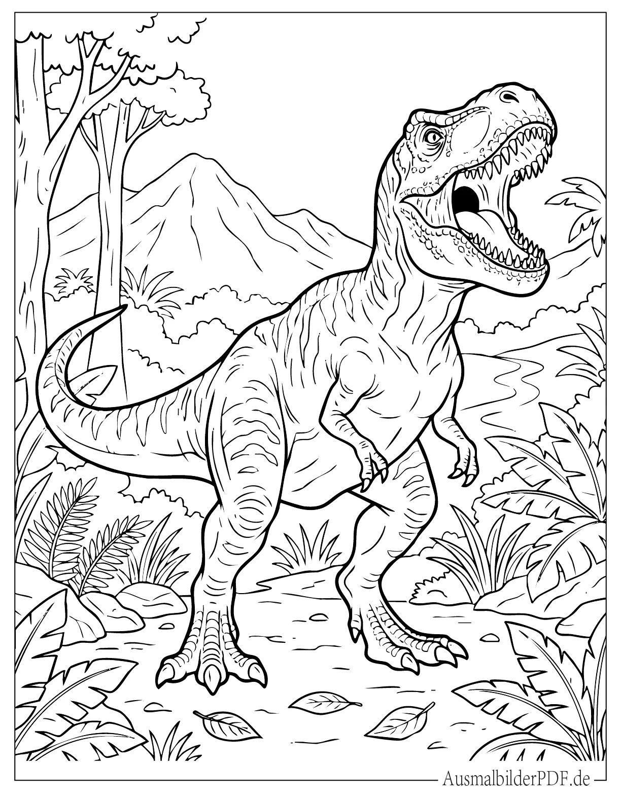 Tyrannosaurus Rex brüllt im Jurassic Park Ausmalvorlage