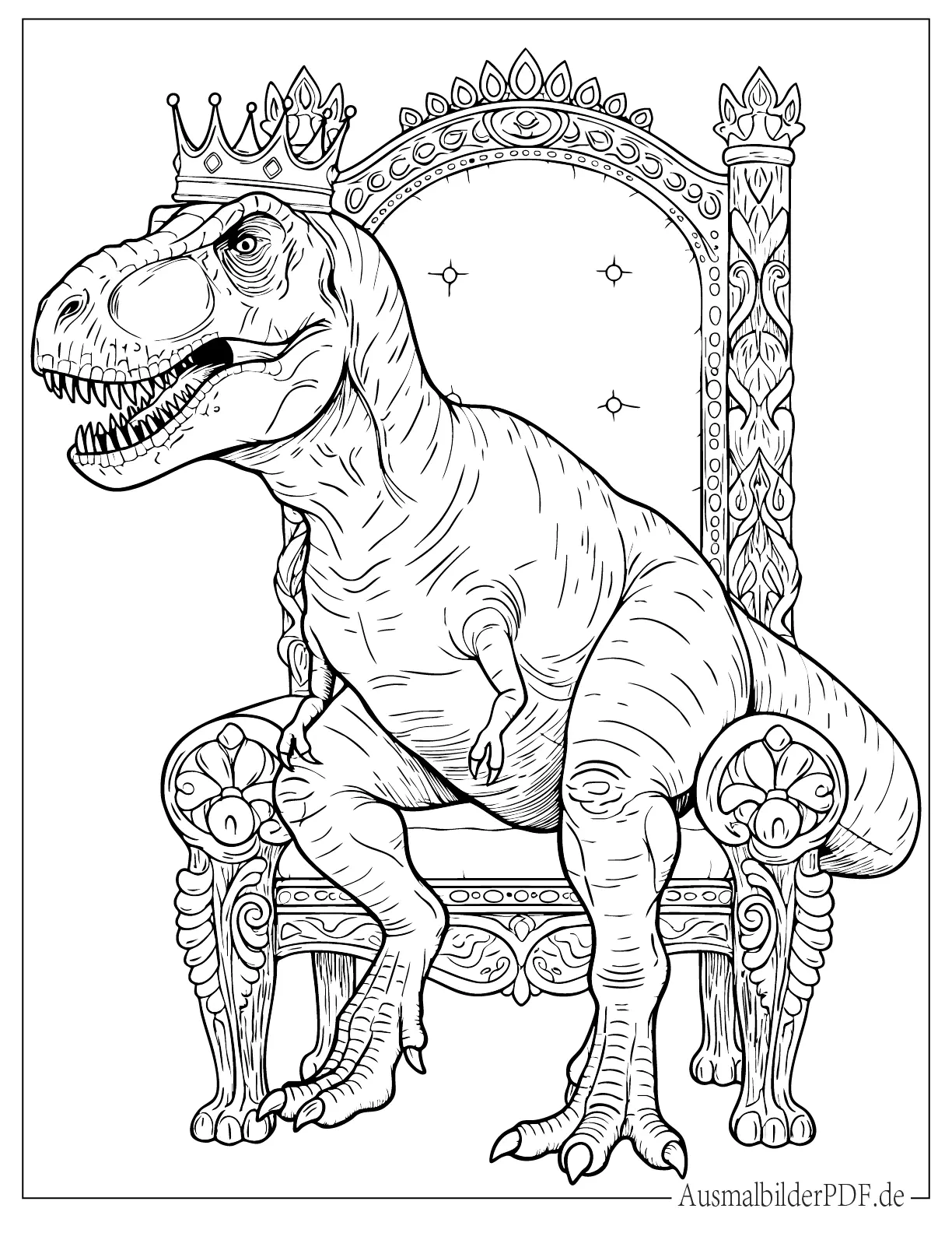 T-Rex Dinosaurier trägt eine Krone zum Ausmalen