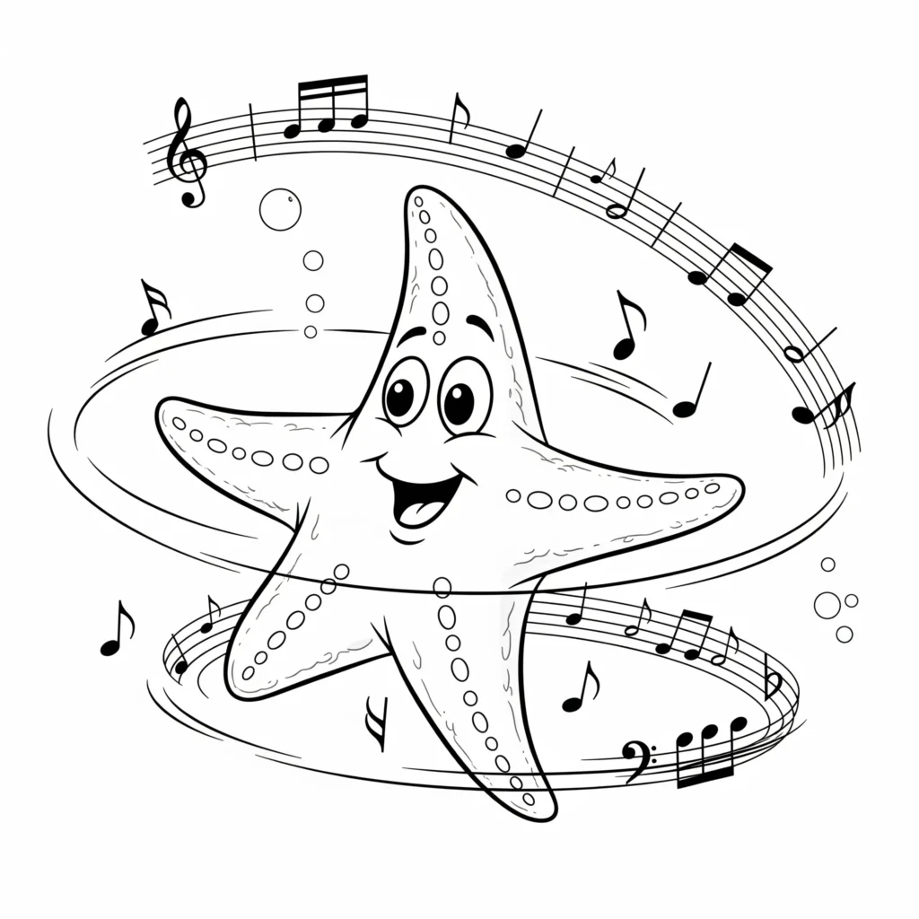 Seestern Ausmalbilder (Gratis Malvorlage zum Ausdrucken) Tanzender Seestern ausmalbild kreative pdf malvorlage für kinder zum kostenlosen ausdrucken und bunt ausmalen