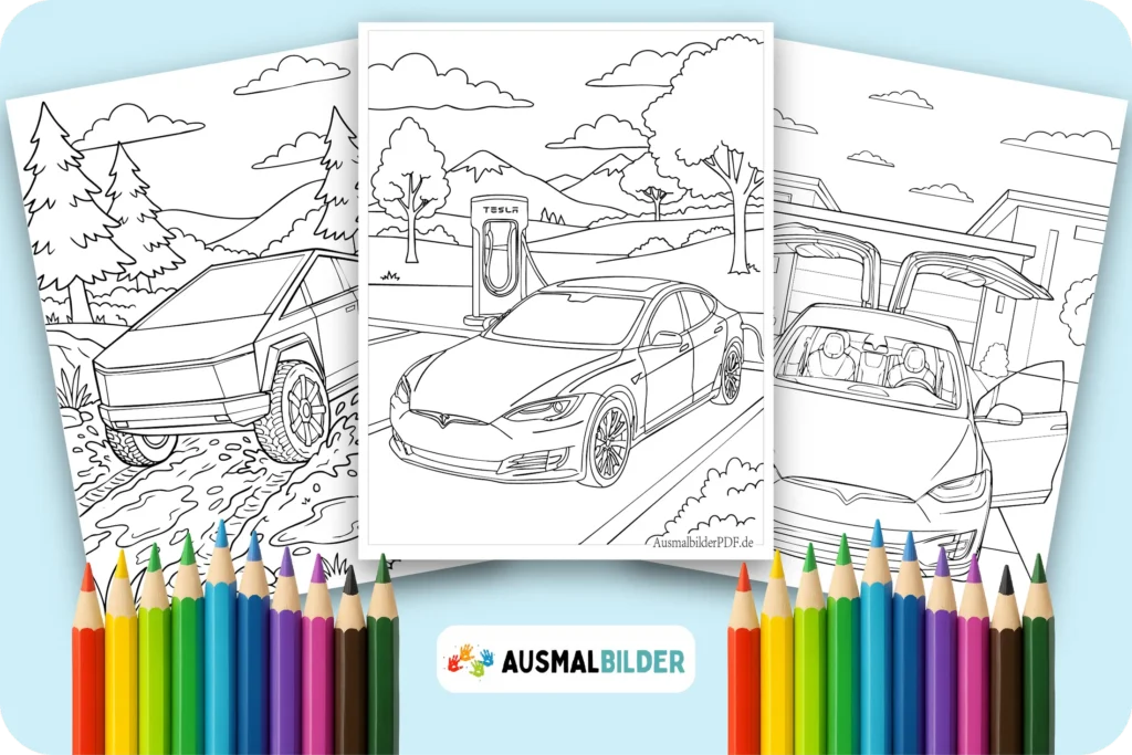 10+ Tesla Ausmalbilder (Kostenlose Malvorlagen zum Download) Tesla Ausmalbilder zum kostenlosen Ausdrucken für kleine Elektroauto Fans