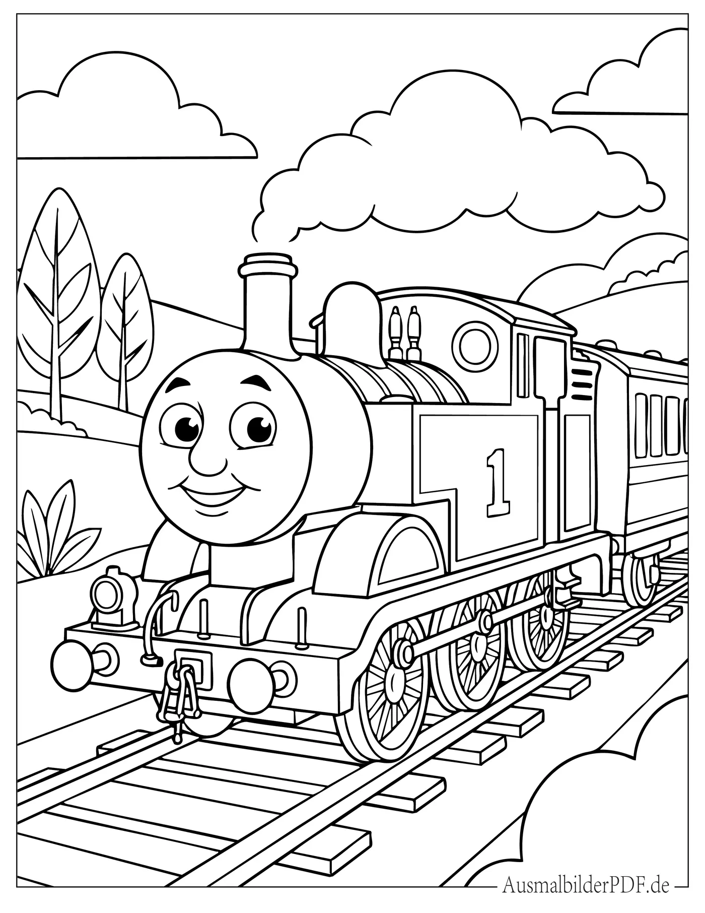 10+ Kostenlos Eisenbahn und Zug Ausmalbilder zum Ausdrucken) Thomas die kleine Lokomotive Ausmalbild