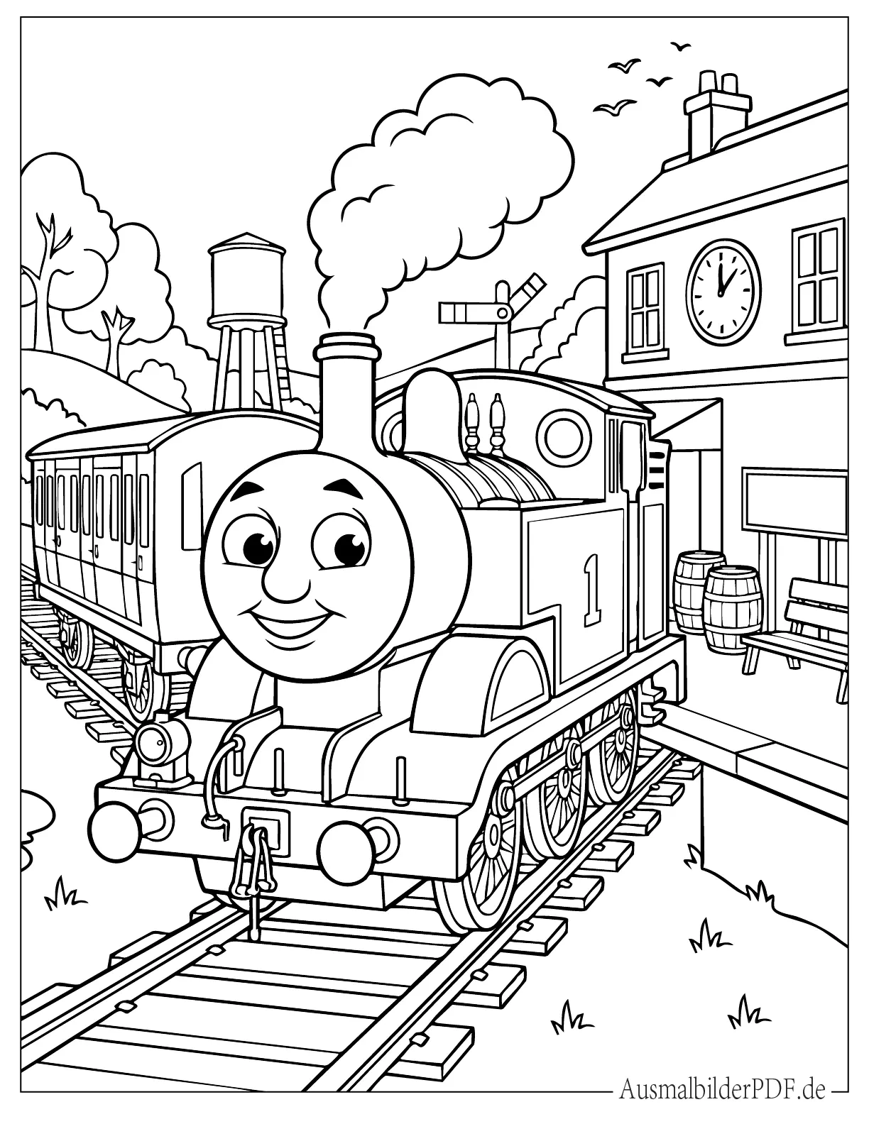 10+ Kostenlos Eisenbahn und Zug Ausmalbilder zum Ausdrucken) Thomas die Lokomotive Frontansicht Ausmalbild