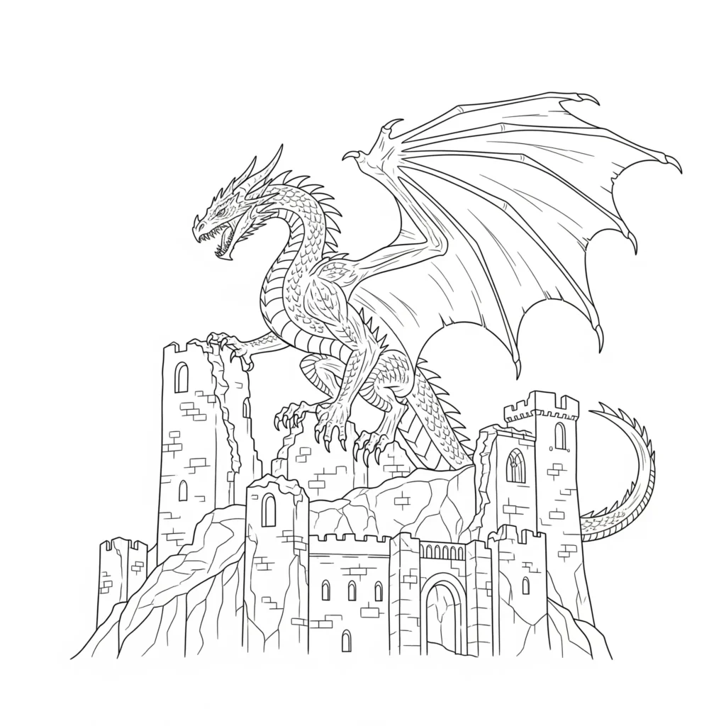 30 Drachen Ausmalbilder (Kostenlos Malvorlage zum Ausdrucken) Mächtiger Game of Thrones Drache zum Ausmalen und Ausdrucken