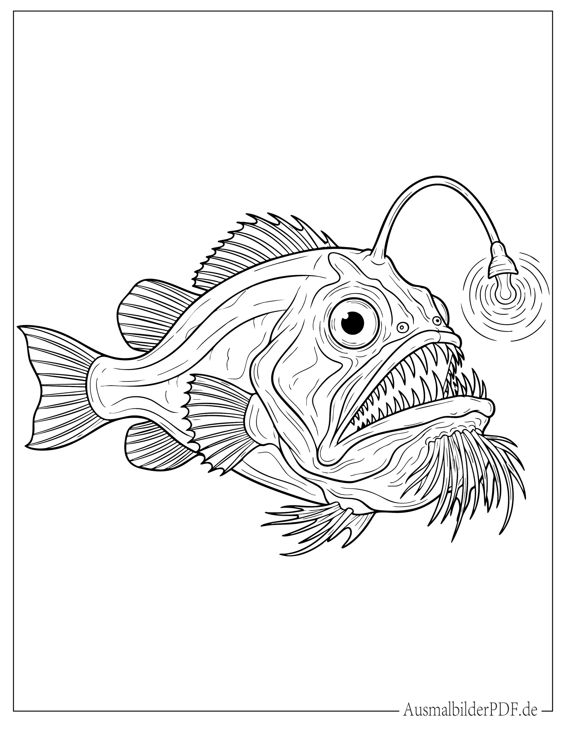 Tiefsee Anglerfisch ausdruckbare Ausmalbild