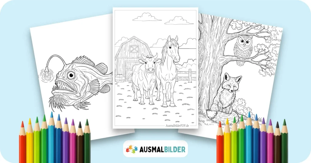 Tiere Ausmalbilder kostenlose Malvorlagen zum Ausdrucken für Kinder und Erwachsene