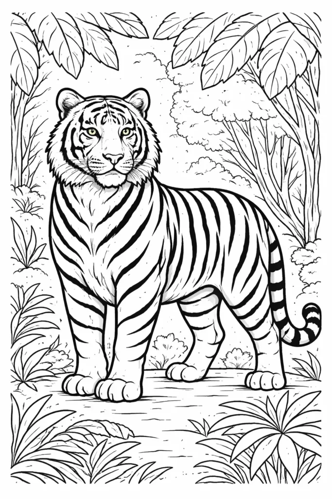 10+ Tiger Ausmalbilder (Gratis Malvorlage PDF zum drucken) Detailreiche Tiger ausmalbild zum ausdrucken kostenlos geeignet für kinder und für erwachsene