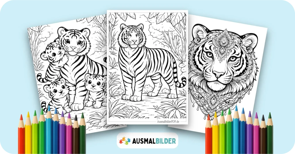 Tiger Ausmalbilder kostenlose Malvorlagen zum Ausdrucken für Kinder und Erwachsene