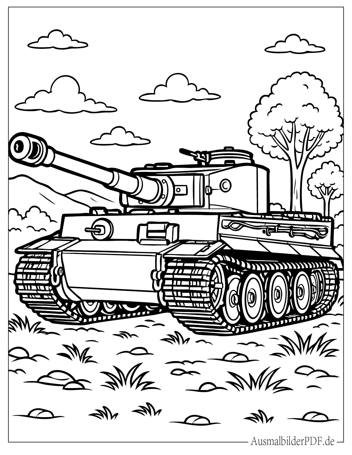 14 Panzer Ausmalbilder (Gratis Vorlagen zum Ausdrucken) Ausmalbild des Tiger Panzers für Kinder, kostenlose Malvorlage zum Ausdrucken und Ausmalen