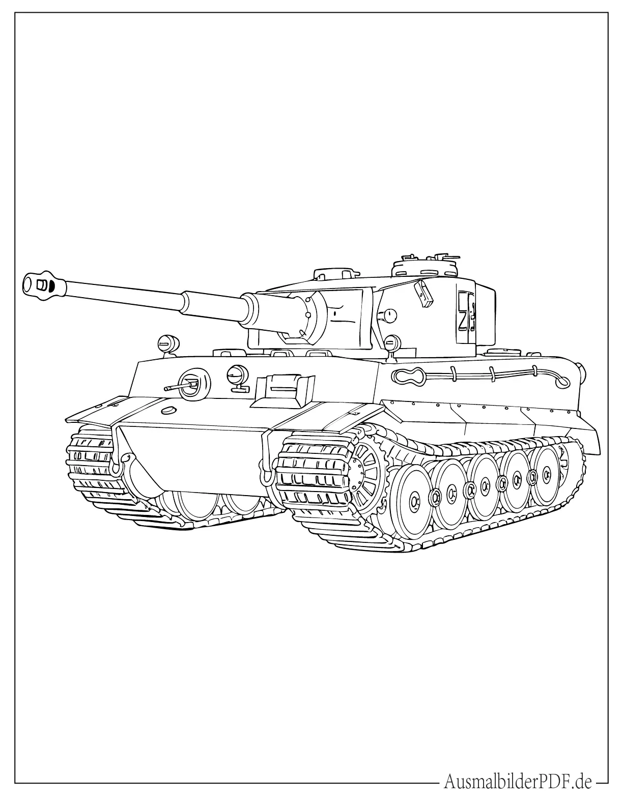 14 Panzer Ausmalbilder (Gratis Vorlagen zum Ausdrucken) Historischer Tiger Panzer als Malvorlage, mit detaillierten Linien für Kinder und Jugendliche